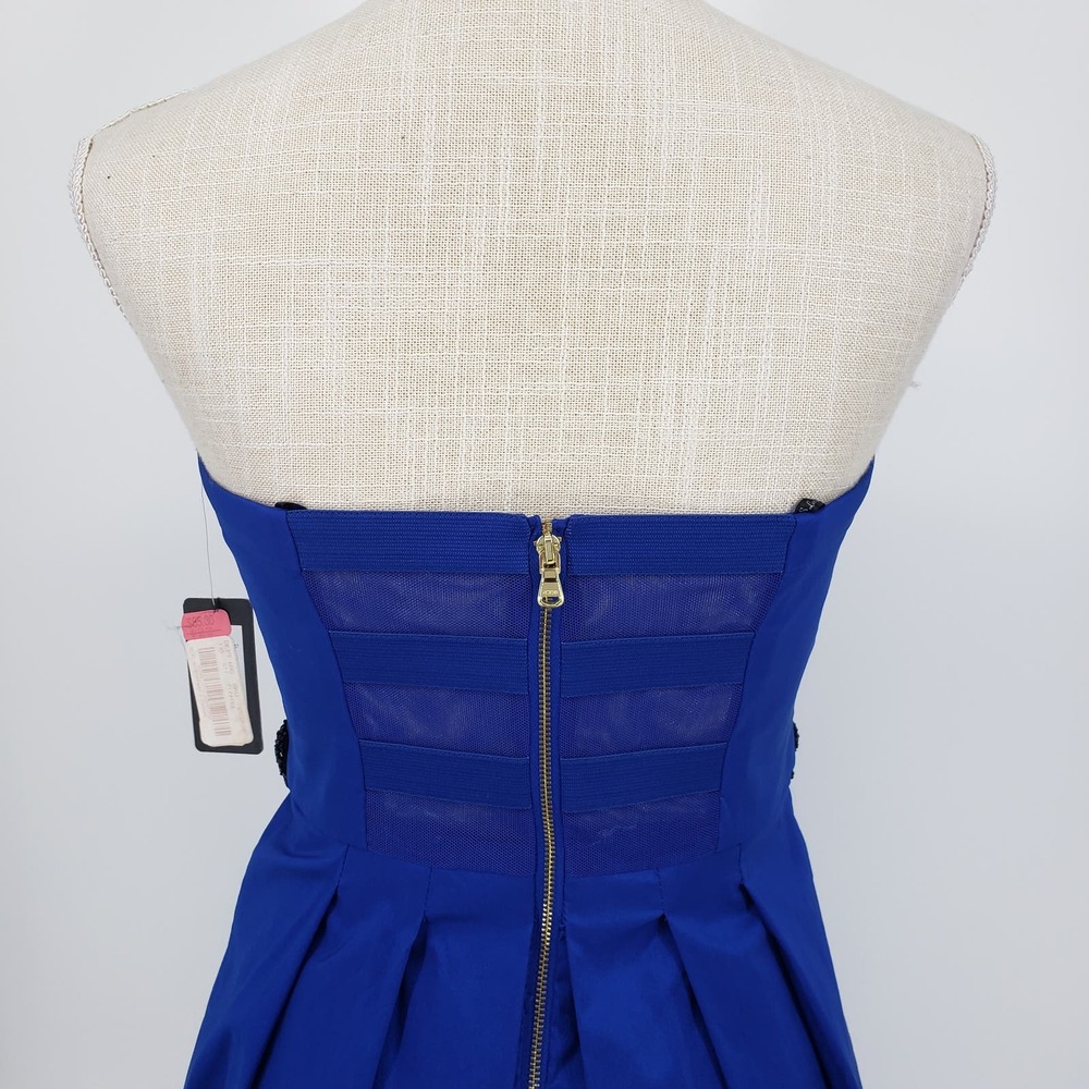 Guess Strapless Fit & Flare Dress 2 Embellished Beaded Lace Trim Sweetheart Blue - Picture 7 of 10